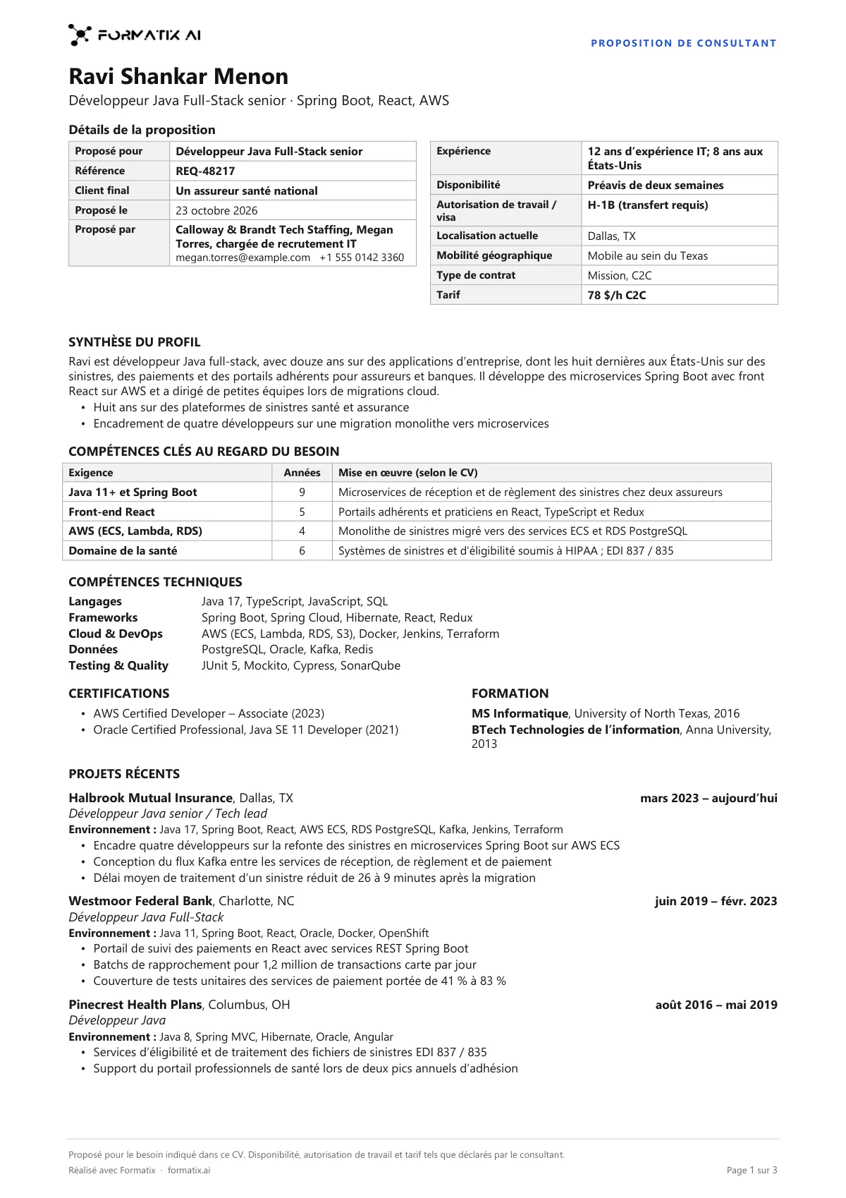 CV de positionnement de consultant IT