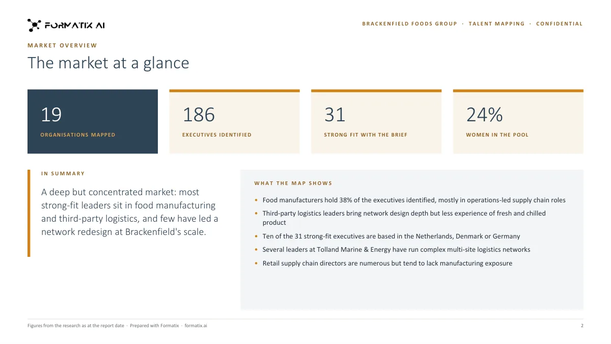 Talent mapping template, slide 2: example in Formatix branding with fictional content