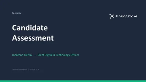 Candidate Assessment template, slide 1: example in Formatix branding with a fictional candidate