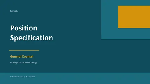Position Specification template, slide 1: example in Formatix branding with a fictional candidate